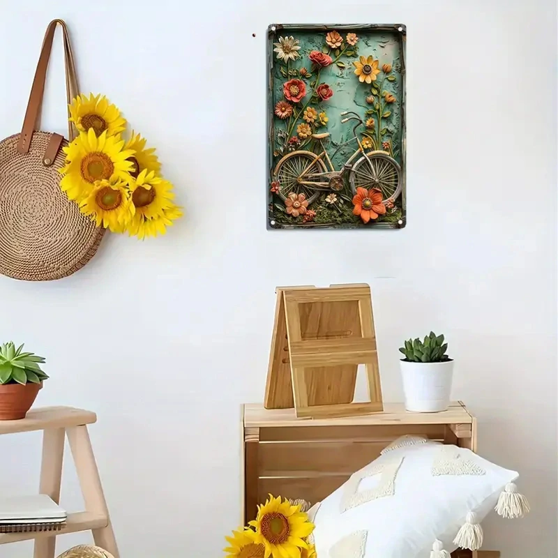 Nádherná Retro CEDULE jízdní kolo s květinami