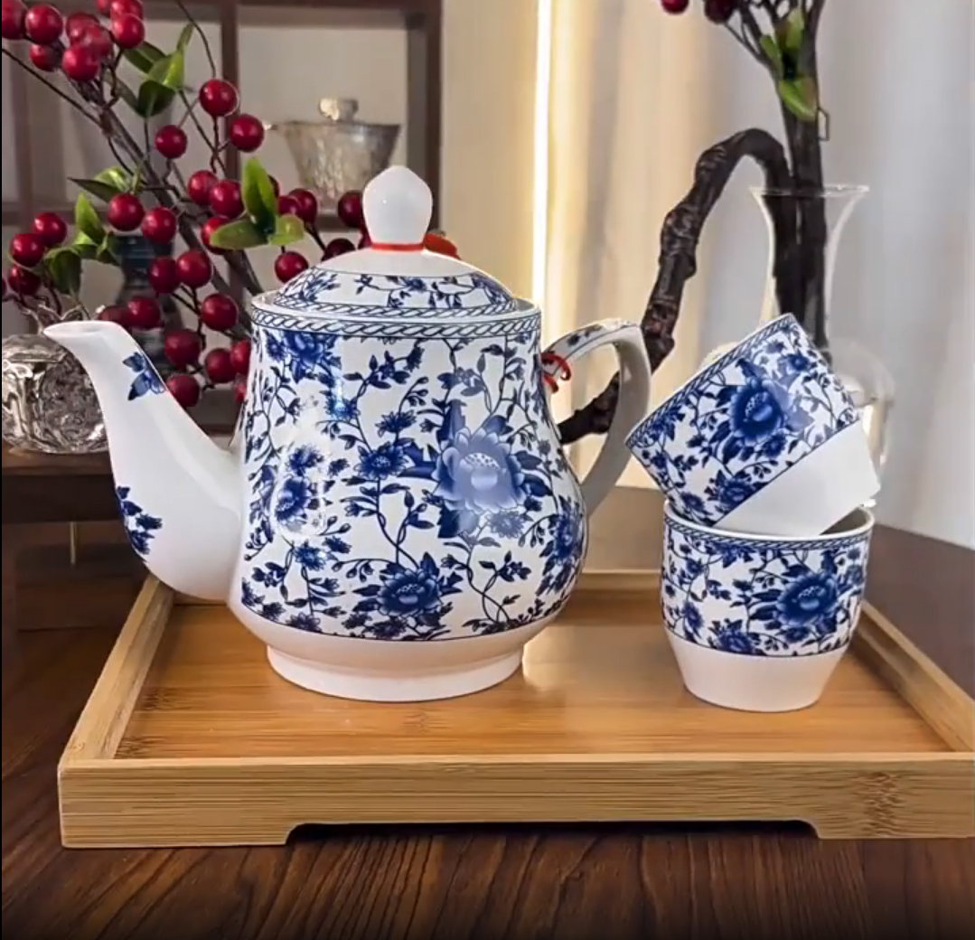 Keramická čajová sada 1x KONVICE (400ml) & 2x ŠÁLKY (130ml)