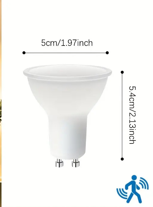 Inteligentní LED ŽÁROVKA 9W Typ: GU10 SE SENZOREM POHYBU.
