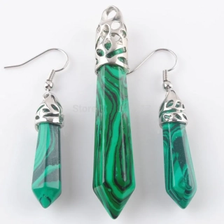 Módní šperk SADA HEXAGON MALACHIT