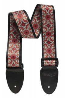 POPRUH MANDALA RED terylenový kytarový popruh, vzor mandala
