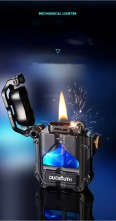 UNIKÁTNÍ BENZINOVÝ ZAPALOVAČ MECHANICKÝ,VYZAŘUJÍCÍ SVĚTLO