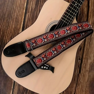 Kytarový POPRUH Vintage vyšívaný bavlněný kytarový popruh