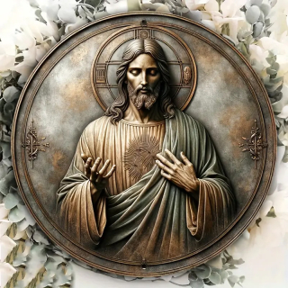 Vintage náboženská IKONA JEŽÍŠE
