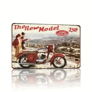 Vintage Kovový plechový CEDULE Legendární MOTOCYKL JAWA
