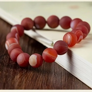 Náramek z Červených Achátových Korálků Přírodní ACHÁT