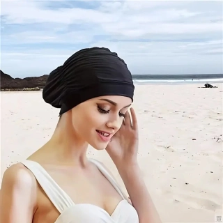Šik Černá Plavecká ČEPICE pro DLOUHÉ VLASY apod