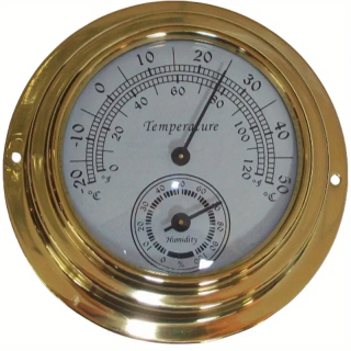Stylový mosazný VLHKOMĚR & TEPLOMĚR