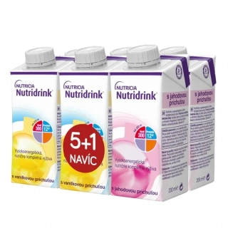 NUTRIDRINK Balíček 5+1 s příchutí vanilkovou a jahodovou  6x200